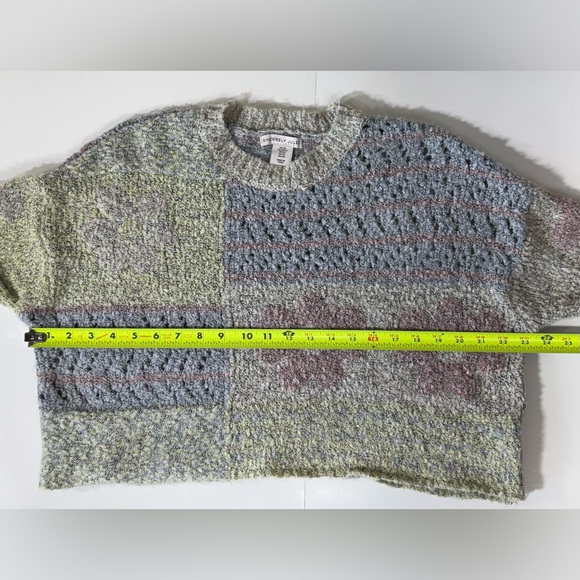 Sincerely Jules Cropped Length Wool Blend Patchwork Sweater Women's XS Pastel - Picture 6 of 7